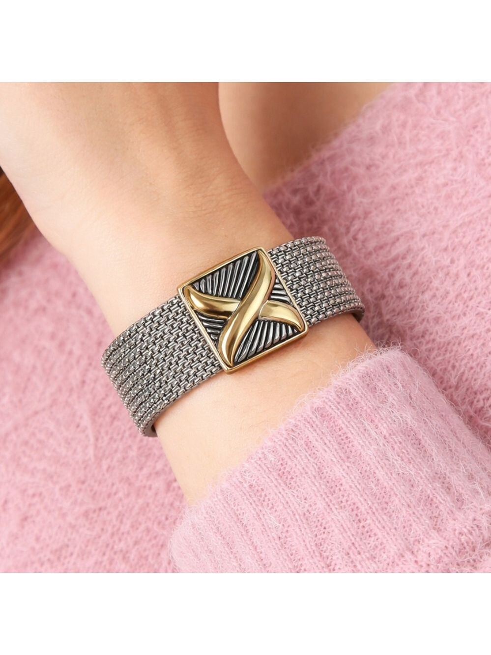 Bijoux Terner Two Tone Stainless Steel Cuff Bracelet NWT